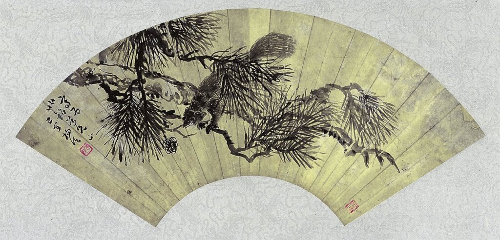 楊法〈松鼠圖〉扇面，揚州博物館藏。