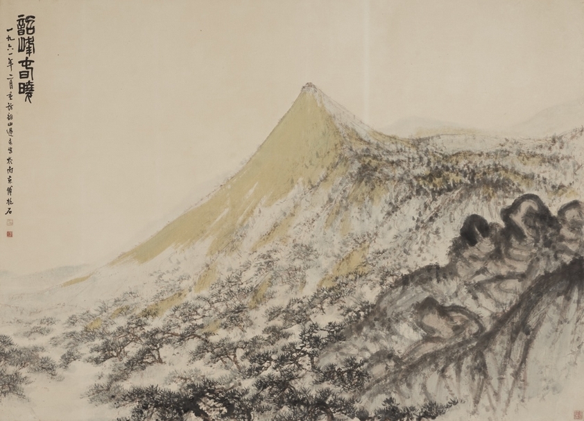 傅抱石《韶峰春曉》，設色紙本、鏡框，146x201.5cm，1961。（香港邦瀚斯提供）