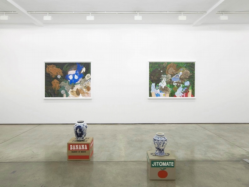 Condo 2018年莫琳帕利畫廊(Maureen Paley)與來自布魯塞爾的畫廊dépendance一起展出愛德華多.薩拉比亞(Eduardo Sarabia)具政治性語彙的作品作品和瑪利亞.艾希瓦爾德(Maria Eichwald)的抽象畫。(Maureen Paley提供)