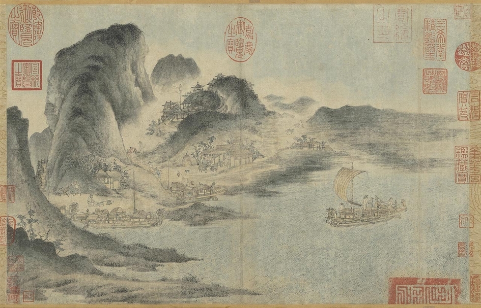宋（西元960-1279）宋人《江帆山市》。（©國立故宮博物院）