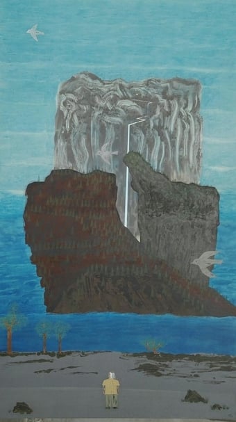 夏陽《山水五》,壓克力顏料、畫布,408x240cm,2018,上海視平線畫廊藏。 (台北市立美術館提供)