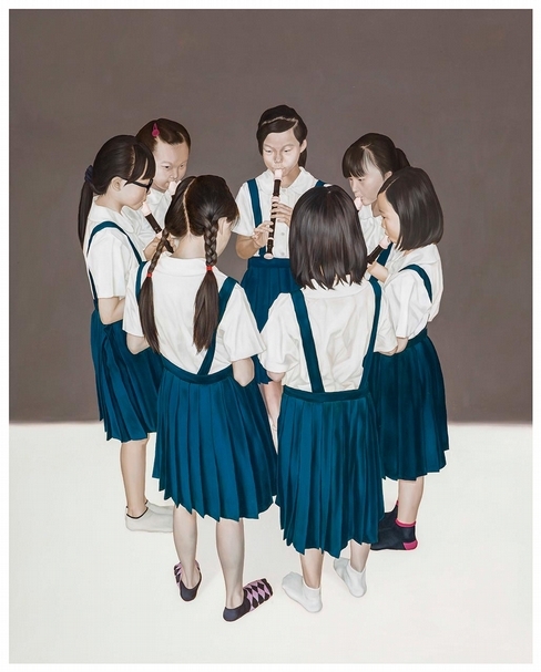 吳逸寒，《一起吹》，油彩、畫布，110×96 cm，2015。（也趣畫廊提供）