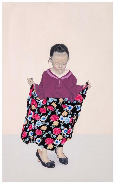 吳逸寒，《小大人3》，油彩、畫布，105×65cm，2013。（也趣畫廊提供）