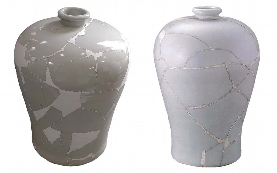 左：正統〈白釉梅瓶〉，2014年出土；右：永樂〈甜白釉梅瓶〉，1983年出土。（景德鎮陶瓷考古研究所提供）