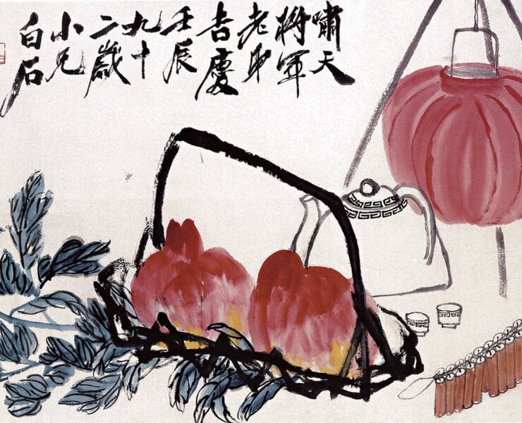 中國嘉德：齊白石1952年作〈滿堂吉慶圖〉，67.5×132.5公分，成交價人民幣4025萬元。