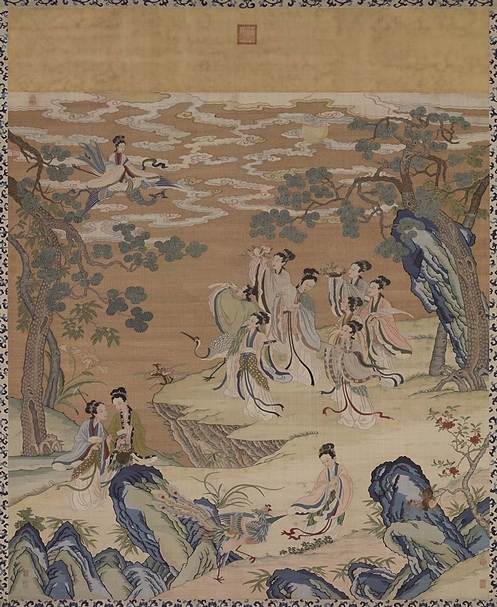 清〈緙絲群仙祝壽〉,此為「女八仙」,本幅202.6×193.2公分。圖│國立故宮博物院