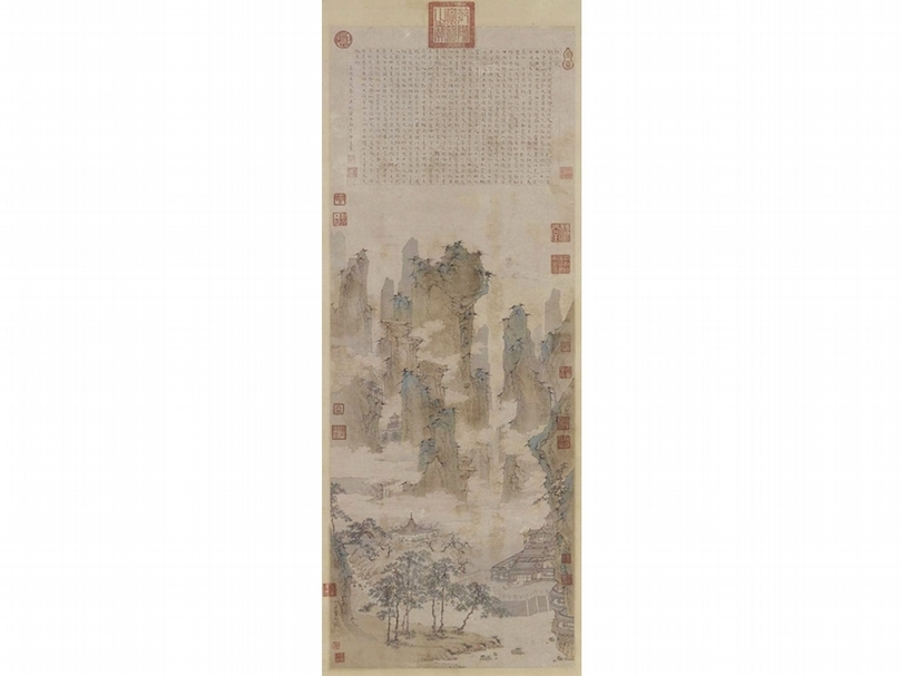 仇英〈仙山樓閣〉,110.5×42.1公分,國立故宮博物院藏。圖│國立故宮博物院