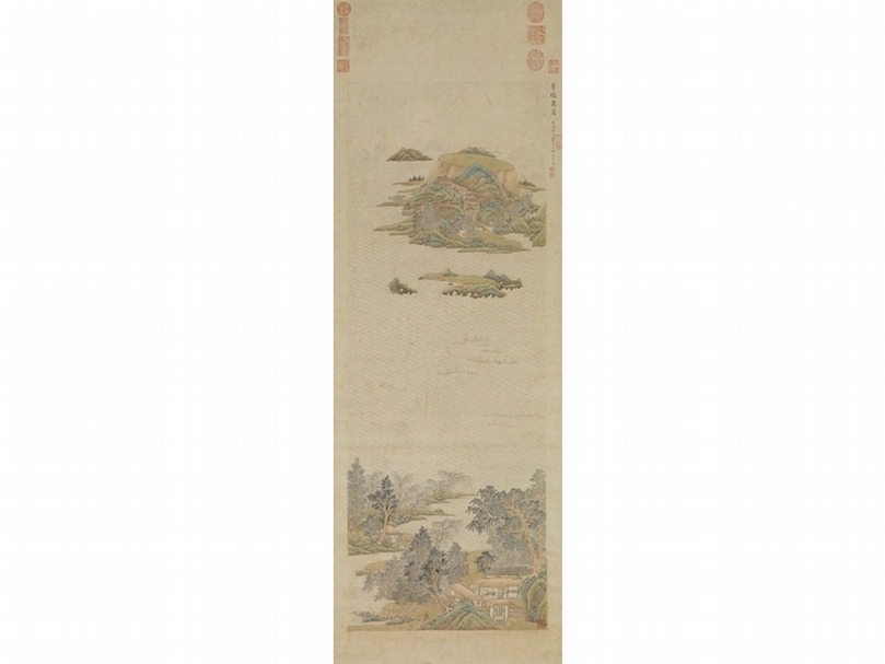 文伯仁1550年作〈圓嶠書屋〉,133.2×46公分,國立故宮博物院藏。圖│國立故宮博物院