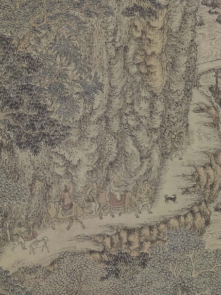 圖8 明鄭重〈倣王蒙葛洪移居圖〉,135.8×29.1公分。圖為局部。圖│國立故宮博物院