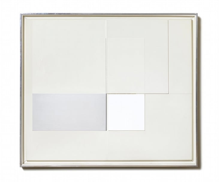 林壽宇《繪畫浮雕12.12.63》，綜合媒材、畫布，116.8x137.2cm，1963。（香港蘇富比提供）