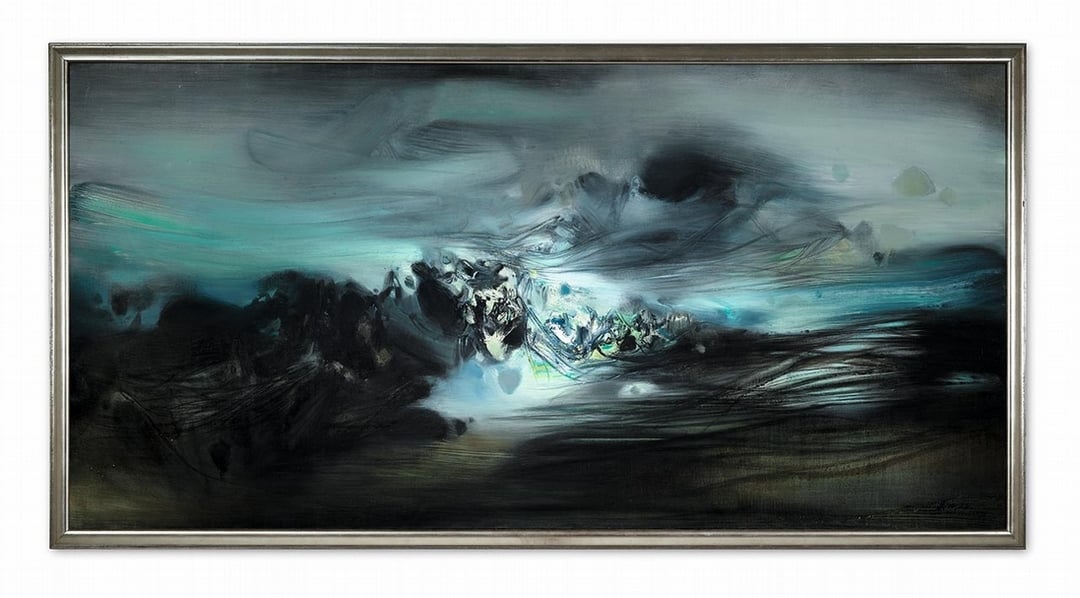 朱德群《第268號構圖》，油彩、畫布，148x300cm，1968。（香港蘇富比提供）