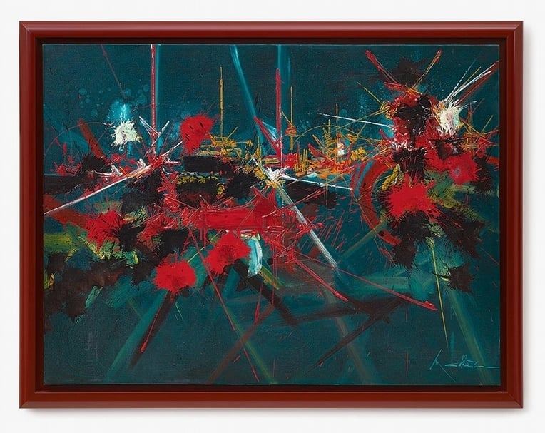 喬治．馬修（Georges Mathieu）《清氣》，油彩、畫布，97x130cm，1989。（香港蘇富比提供）