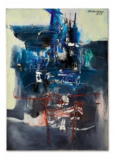 李仲生《040》,油彩、畫布,90x64.5cm,1973。(香港蘇富比提供)