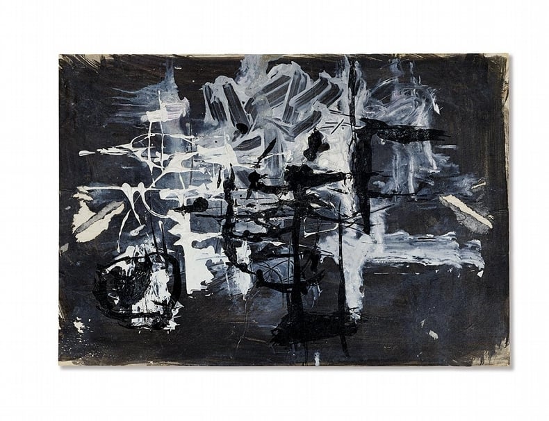 李仲生《108》,彩墨、紙本,27.3x39cm。(香港蘇富比提供)