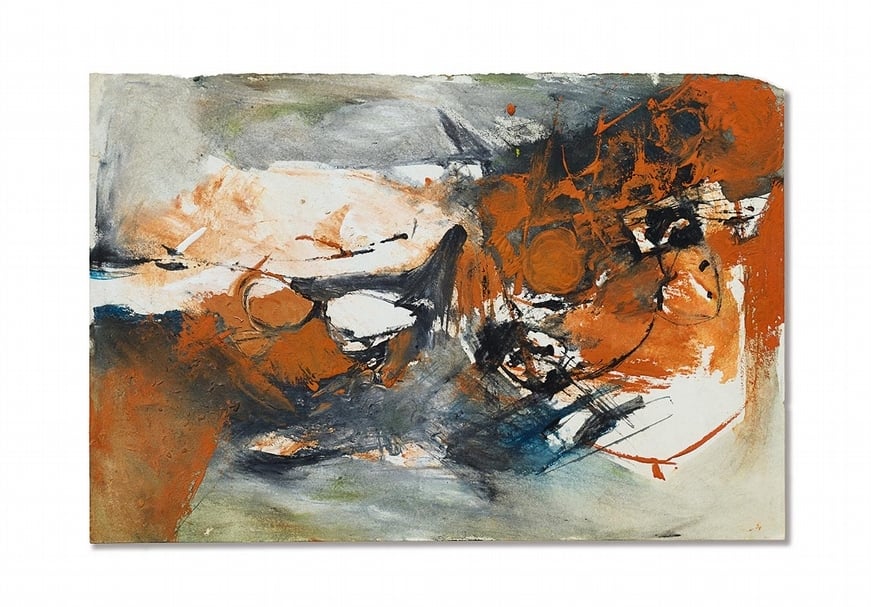 李仲生《386》,水彩、紙本,27.3x39cm。(香港蘇富比提供)