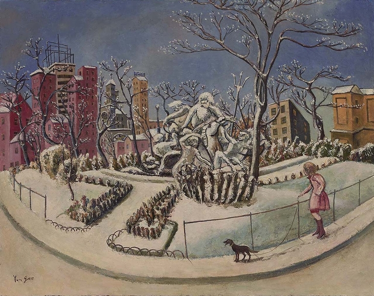 朱沅芷｜公園噴泉．冬景 油彩畫布 72.5×91.5cm 1937至1939 預估價：680萬至980萬港元 圖｜中國嘉德香港