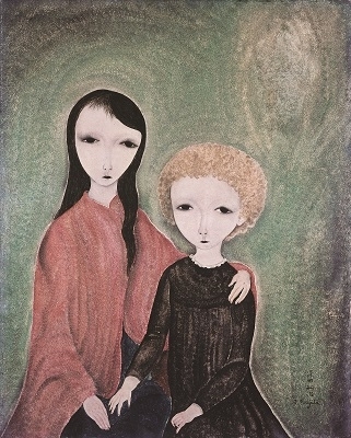 藤田嗣治（Léonard Tsuguharu Foujita），《兩位少女》（Two Girls），81×65cm，1918，巴黎小皇宮之友協會。（© Studio Monique Bernaz, Genève，© Fondation Foujita / ADAGP, Paris & JASPAR, Tokyo, 2017 E2833）
