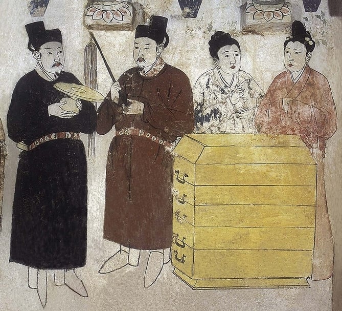 圖10-2 張世卿墓後室西壁壁畫局部。圖│賈方舟（西南民族大學旅遊與歷史文化學院）、郝紅星（鄭州市文物考古研究院）