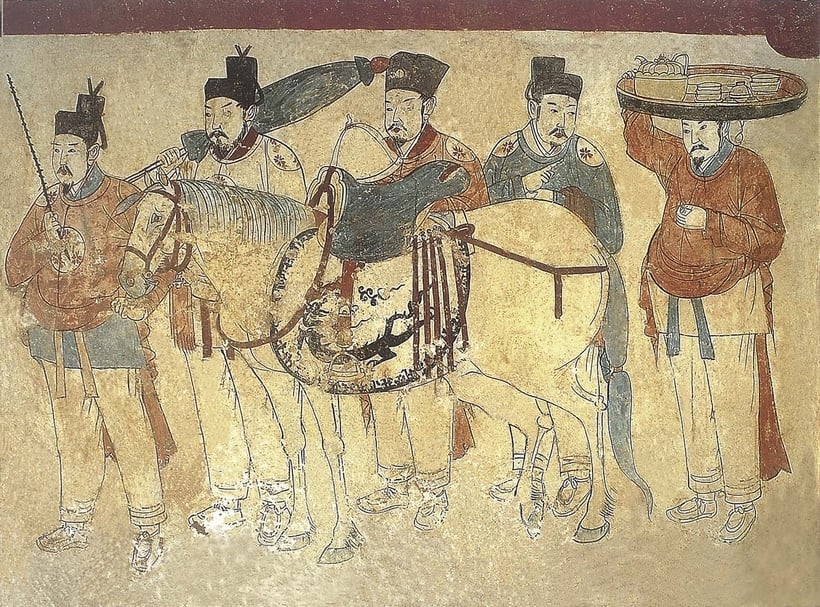 圖6 張世卿墓前室西壁出行圖。圖│賈方舟（西南民族大學旅遊與歷史文化學院）、郝紅星（鄭州市文物考古研究院）