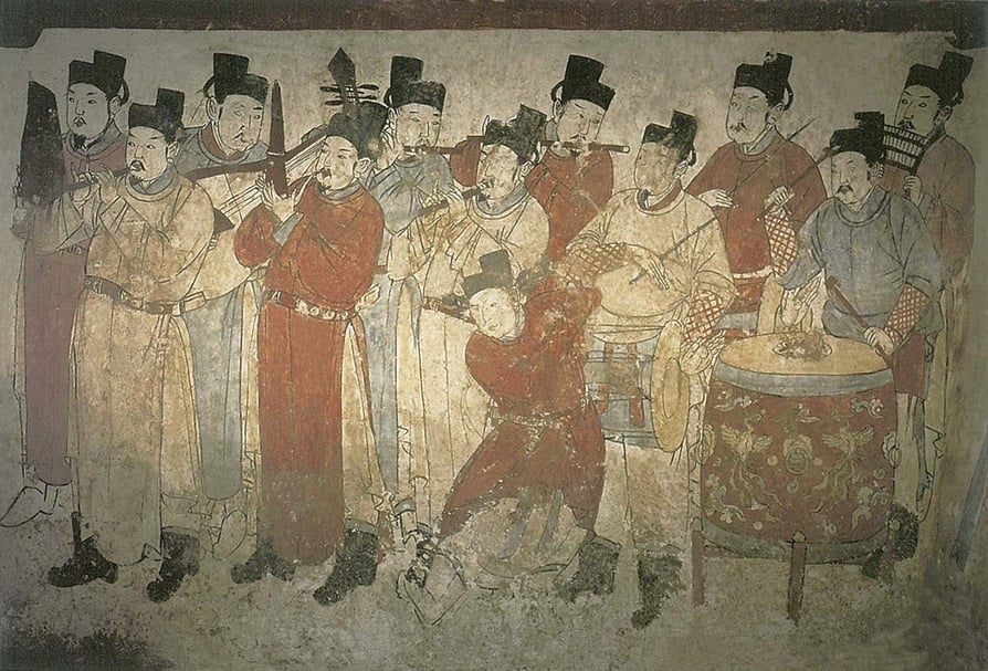 圖5 張世卿墓前室東壁散樂圖。圖│賈方舟（西南民族大學旅遊與歷史文化學院）、郝紅星（鄭州市文物考古研究院）