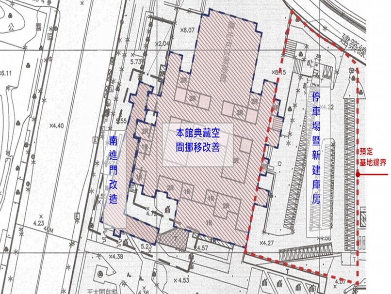 北美館擴建案結合新建庫房，及美術館既有餐廳移址後的可見式庫房計畫，預計將滿足美術館未來半世紀以上之藏品容納量。（台北市文化局、台北市立美術館提供）