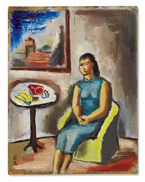關良《仕女》,油彩、木板,35.9x27.8cm。(香港蘇富比提供)