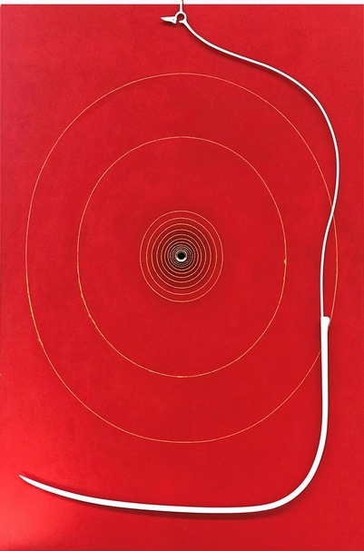 黃銘哲《圓滿系列 3-5》（The Series of Completeness 3-5），金屬、油畫、畫布，300x200cm，2016-18。（臻品藝術中心提供）