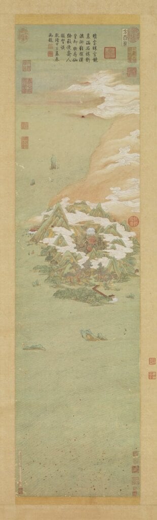 明文伯仁〈方壺圖〉，120.6×31.8公分。
