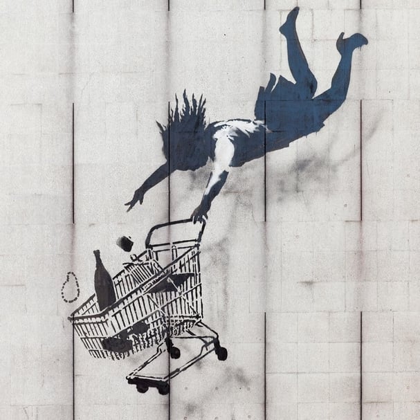 班克西(Banksy)《繼續購物,直到你倒下》。(© Banksy)