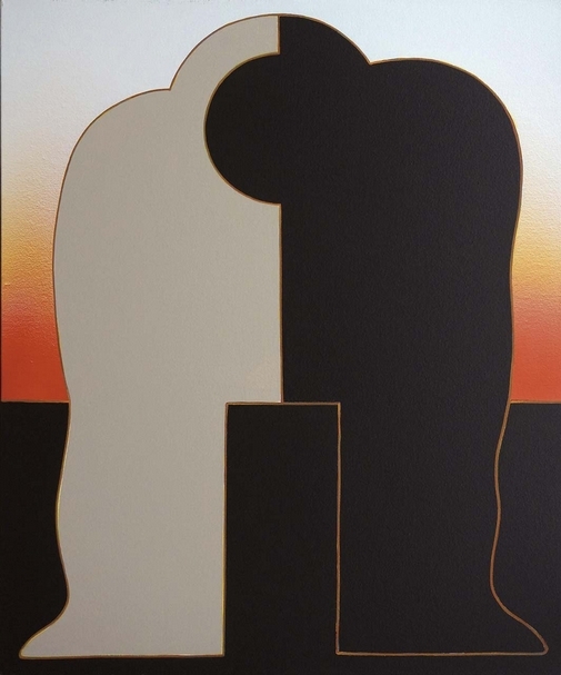 中辻悅子《ひとのかたちT20-2》，壓克力、畫布，72.7×60.6cm，2015。圖｜也趣藝廊