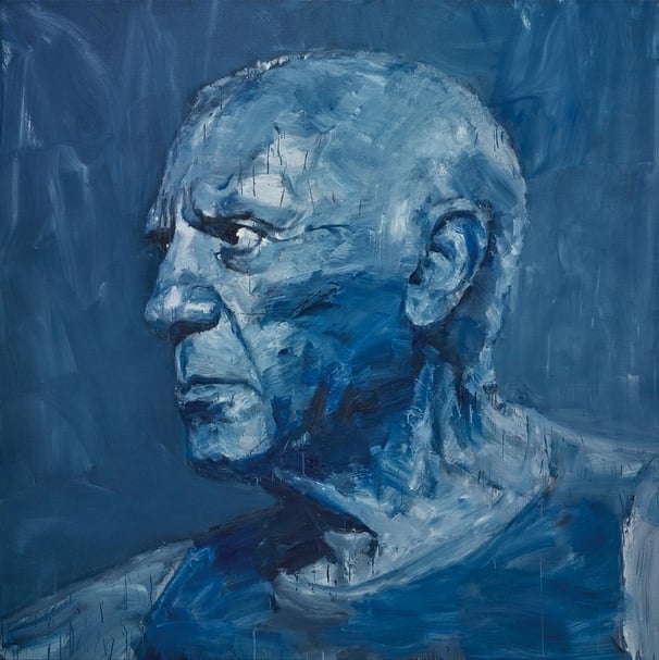 義大利大MDC畫廊（Massimo De Carlo）再度來台，嚴培明2018年的作品《藍色畢卡索》（Pablo Picasso）。（台北國際藝術博覽會提供）