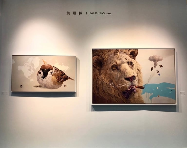 台灣藝術家黃頤勝的作品開展前即已完售，「獅子」主題此作為熱門搶手作品。本刊資料室）