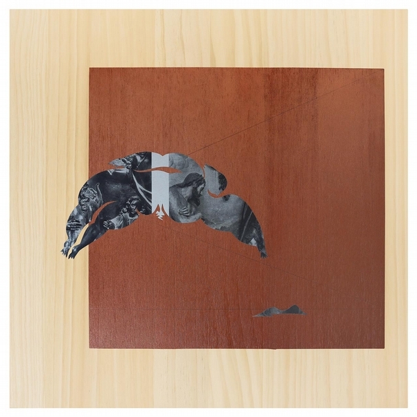 吳耿禎《落腳系列 04》壓克力顏料、紙、木板，40×40×1.2cm，2018。（尊彩藝術中心提供）