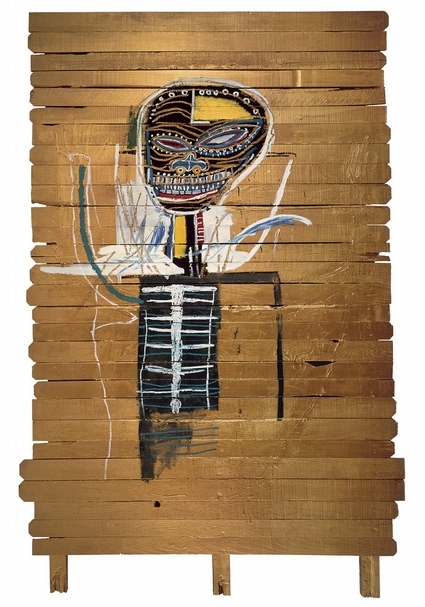 尚．米榭．巴斯奇亞《Gold Griot》，壓克力、油畫棒、木板，297.2×185.4cm，1984。（©Zindman / Fremont，路易威登基金會提供）