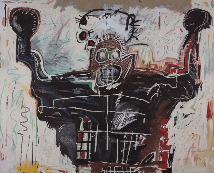 尚．米榭．巴斯奇亞《Untitled(Boxer)》，壓克力、油畫棒、畫布，193×239cm，1982。（©Estale of Jean-Michel Basquiat. Licensed by Artestar, New York，路易威登基金會提供）