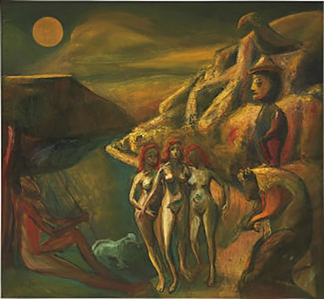 朱沅芷《三美神》，油畫、畫布，94×101.6cm（37x40 in.），1939，預估價800萬至1200萬港元。圖｜富藝斯