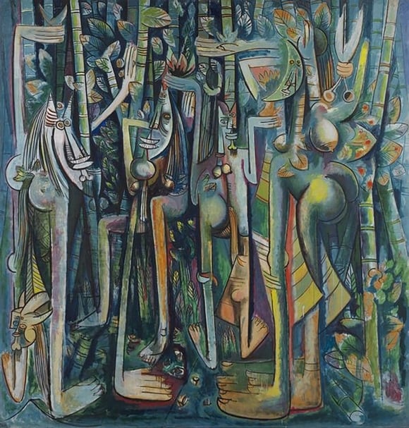 林飛龍《叢林》，1943，目前收藏於紐約現代藝術博物館（Museum of Modern Art，簡稱為「MoMA」）。（ 富藝斯提供）
