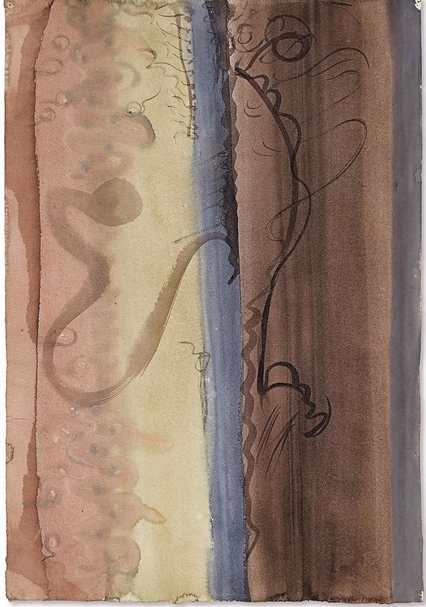 巴奈特．紐曼（Barnett Newman）《無題》 ，水彩紙本，55.9 x 38.7cm，1945，估價：620萬至820萬港元。（蘇富比提供）