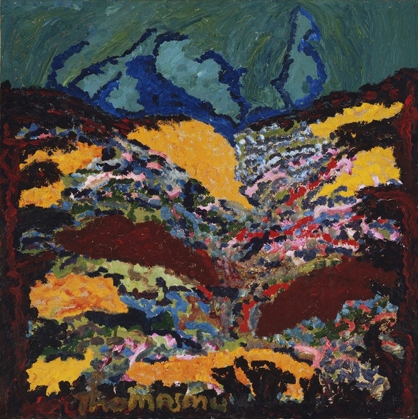 托馬斯．穆卡羅伯瓜（Thomas Mukarobgwa）1962年的油畫作品，於1963年被紐約現代藝術博物館（Museum of Modern Art，簡稱為「MoMA」）收藏。（©MoMA）