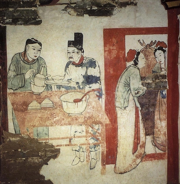 圖6 張世古墓後室東南壁備茶圖。（張倩、郝紅星提供）