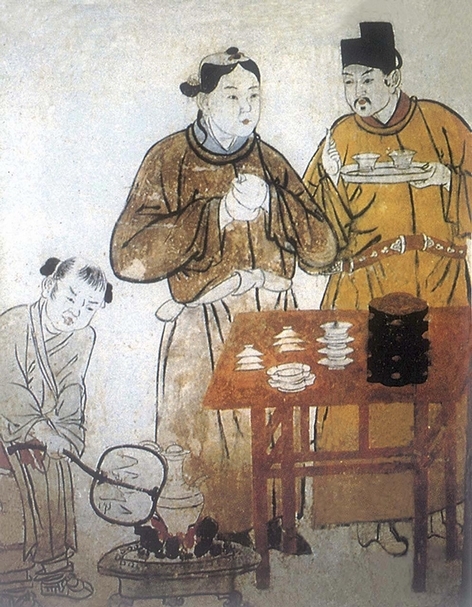 圖13 張恭誘墓西南壁備茶圖。（張倩、郝紅星提供）