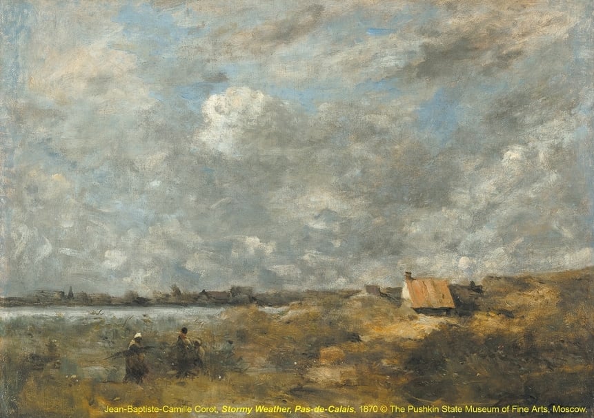 尚．巴蒂斯．卡密爾．柯洛（Jean-Baptiste-Camille Corot）《加萊海峽省，風暴來襲》（Stormy Weather, Pas-de-Calais），大約1870。（主辦單位提供）