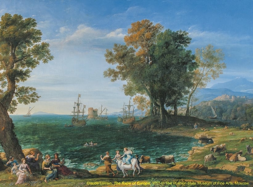 克勞德．洛罕（Claude Lorrain）《擄掠歐羅芭》（The Rape of Europa），1655。（主辦單位提供）
