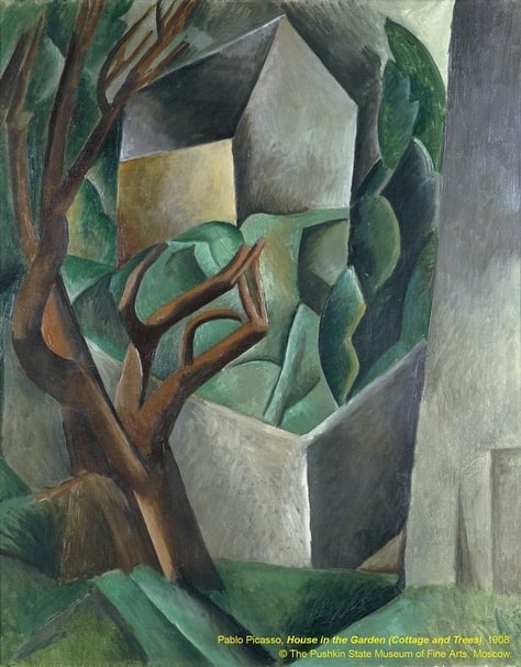 帕布洛．畢卡索（Pablo Picasso）《庭院中的房屋（小屋和樹木）》（House in the Garden (Cottage and Trees)），1908。（主辦單位提供）