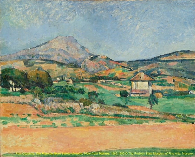 保羅．塞尚（Paul Cézanne）《從瓦爾克斯望向聖維克多山腳的平原》（The Plain by Mont Sainte-Victoire, View from Valcros），1882-1885。