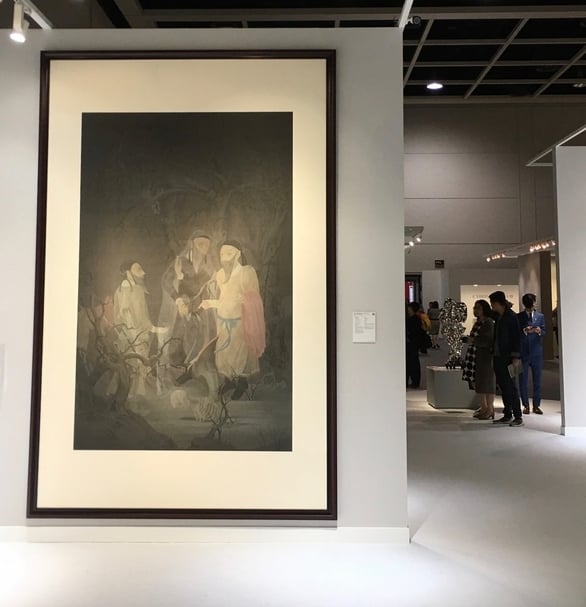 郝量2011年作品《獵人與地獄變》一作，估價180萬港元，以880萬港元落槌。（攝影／林亞偉）