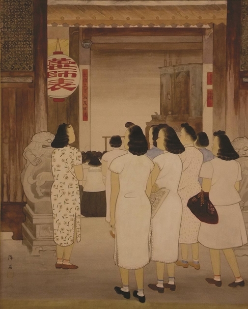 陳進《孔子廟》，膠彩，43×51 cm，1948。（文化部提供）