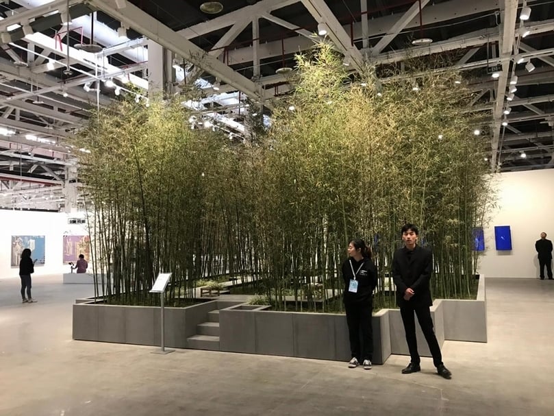 「全球都市 #1.5：延展智慧」展覽現場，鄭波《格竹》。（攝影／王萱）