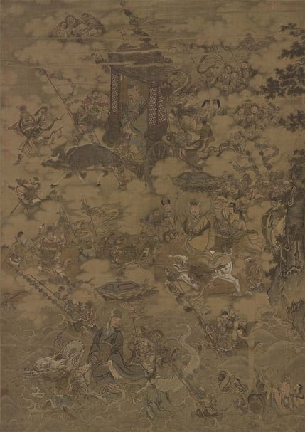 圖1 傳宋馬麟〈三官出巡圖〉,國立故宮博物院藏。圖/國立故宮博物院。