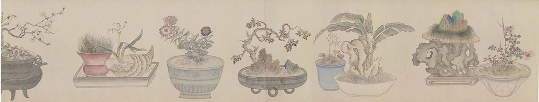 圖6 清汪承霈〈畫萬年花甲〉，37.5×549.8公分。 圖︱國立故宮博物院